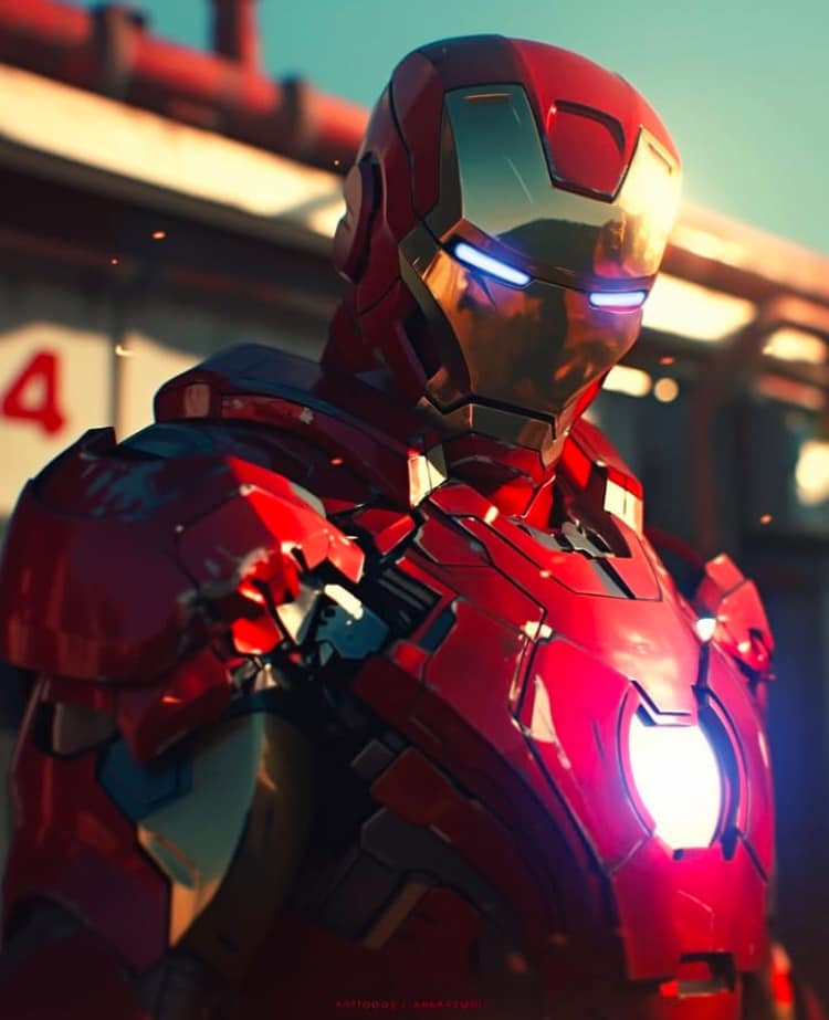 Ironman Portrait Red Armor Print Poster