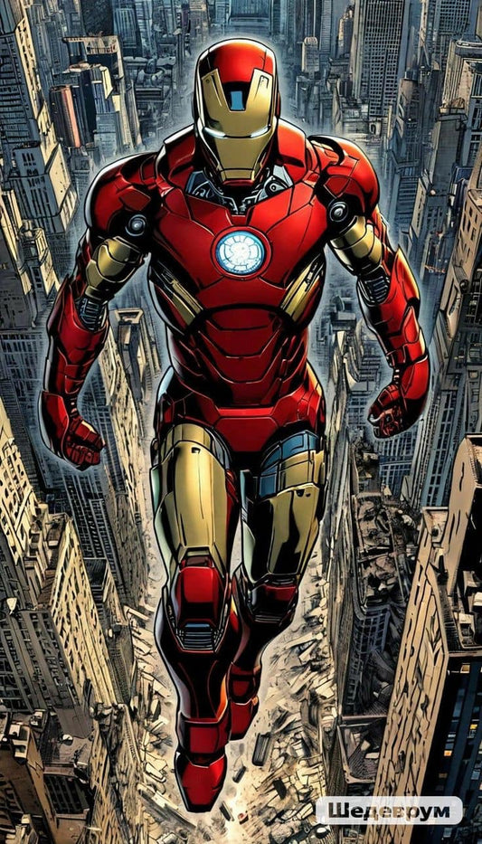 Ironman Skyline Action Print Poster