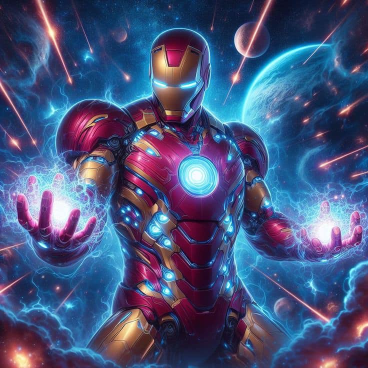 Ironman Space Action Print Poster