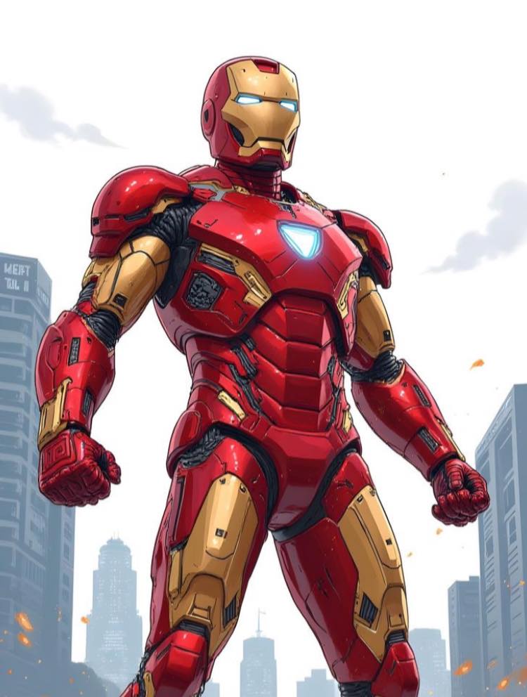 Ironman Standing Cityscape Print Poster