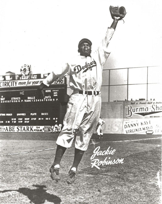 Jackie Robinson Photo Brooklyn Dodgers Baseball Picture Leaping Catch