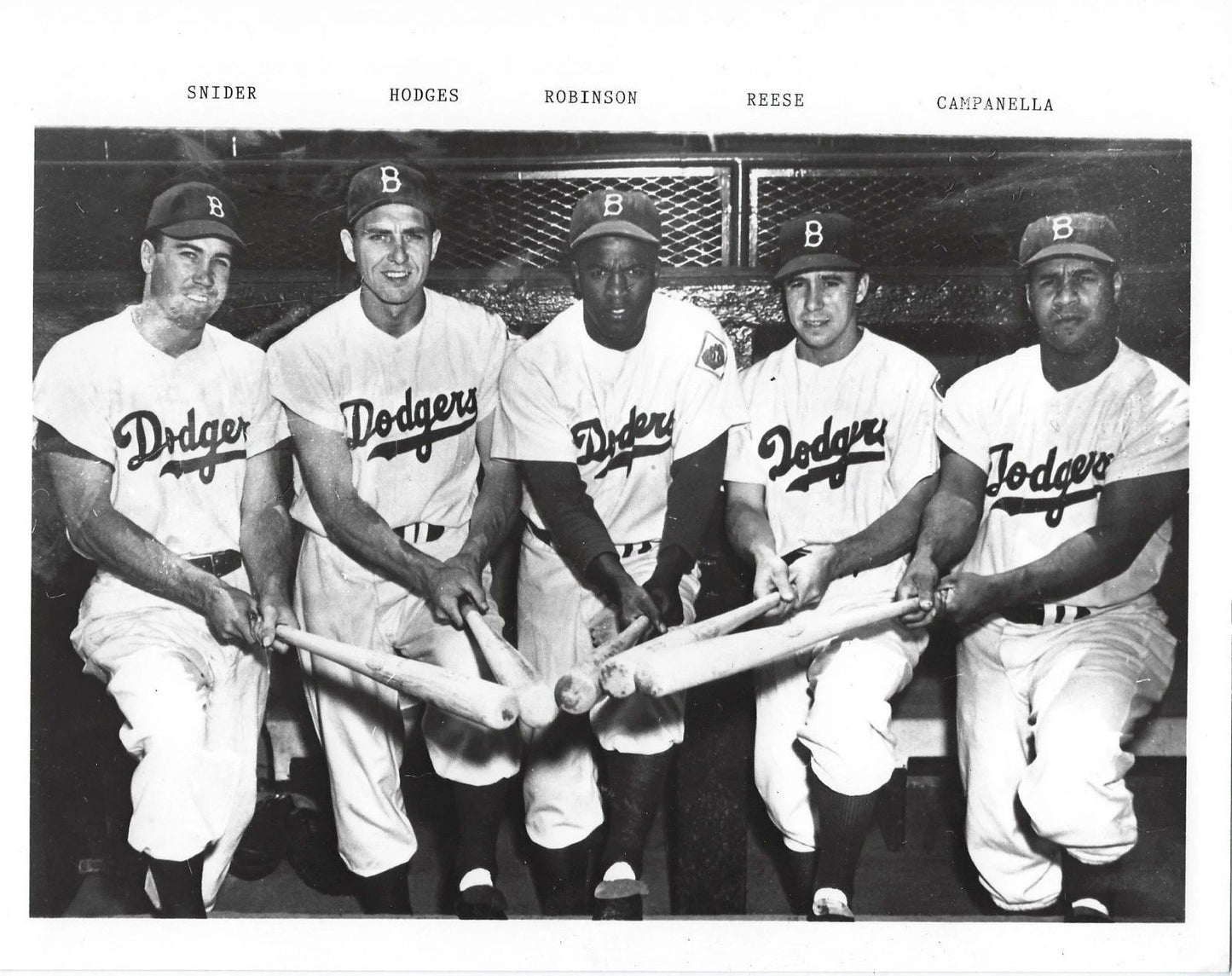 Jackie Robinson Snider Hodges Reese Magnet Brooklyn Dodgers Baseball Picture