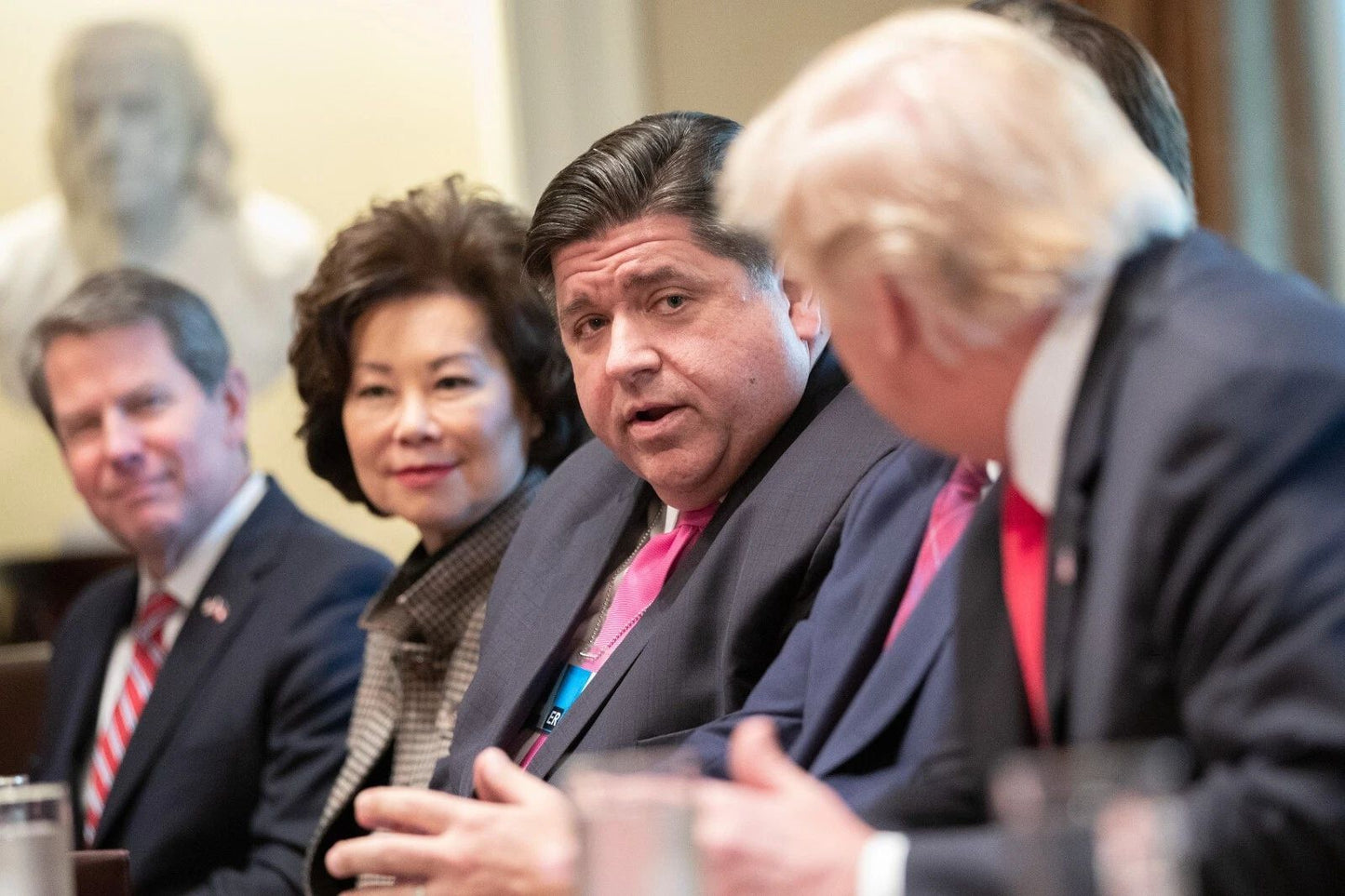 Jb Pritzker Governor Of Illinois & President Donald Trump Picture Poster Photo