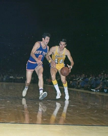 Jerry West Glossy Photo Print Los Angeles Lakers Vs New York Knicks Hof 80