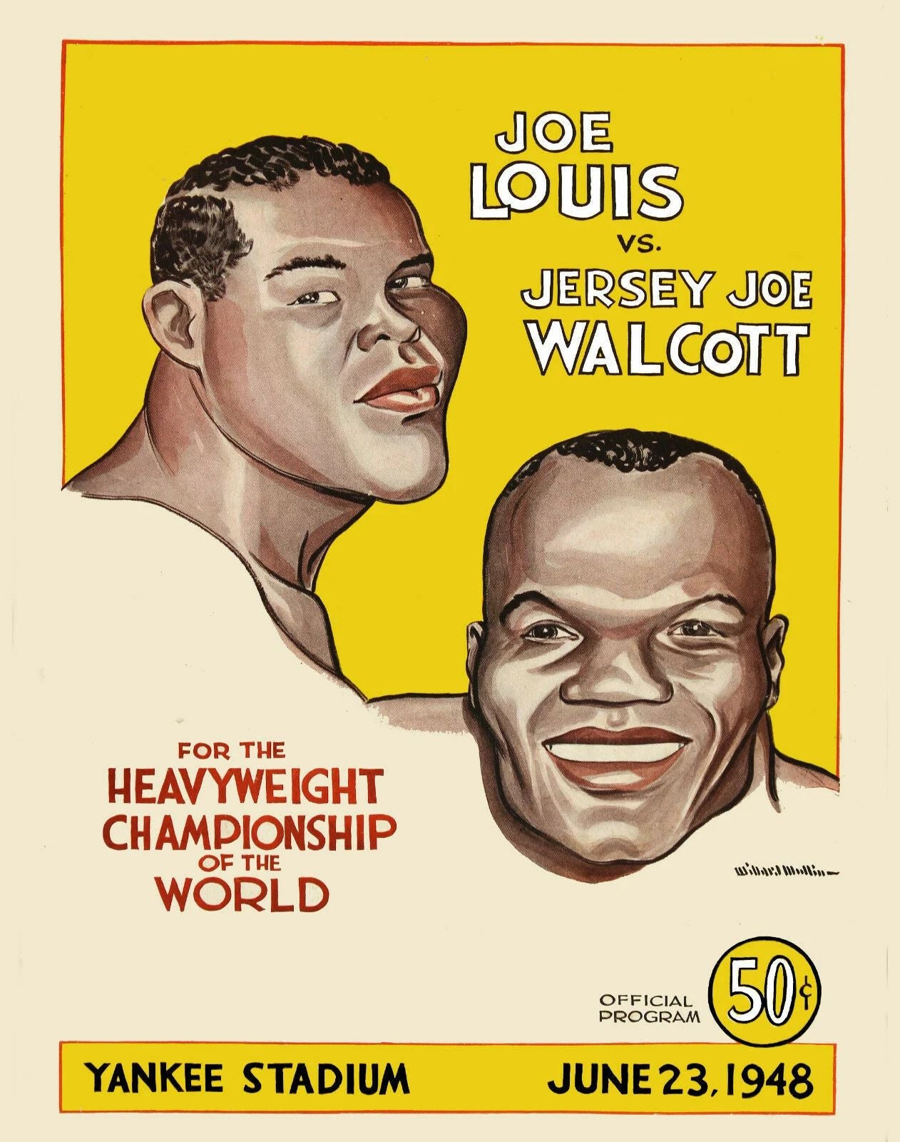 Jersey Joe Walcott & Joe Louis Magnet Boxing Picture
