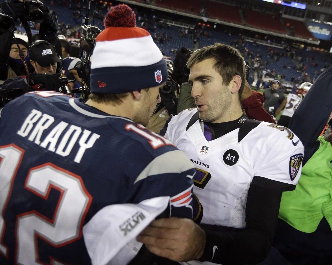 Joe Flacco & Tom Brady Photo Baltimore Ravens Ne Patriots Picture Nfl