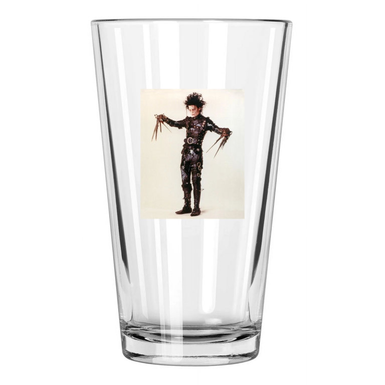 Johnny Depp As Edward Scissorhands Hollywood Celebrity Pint Beer Drinking Glass
