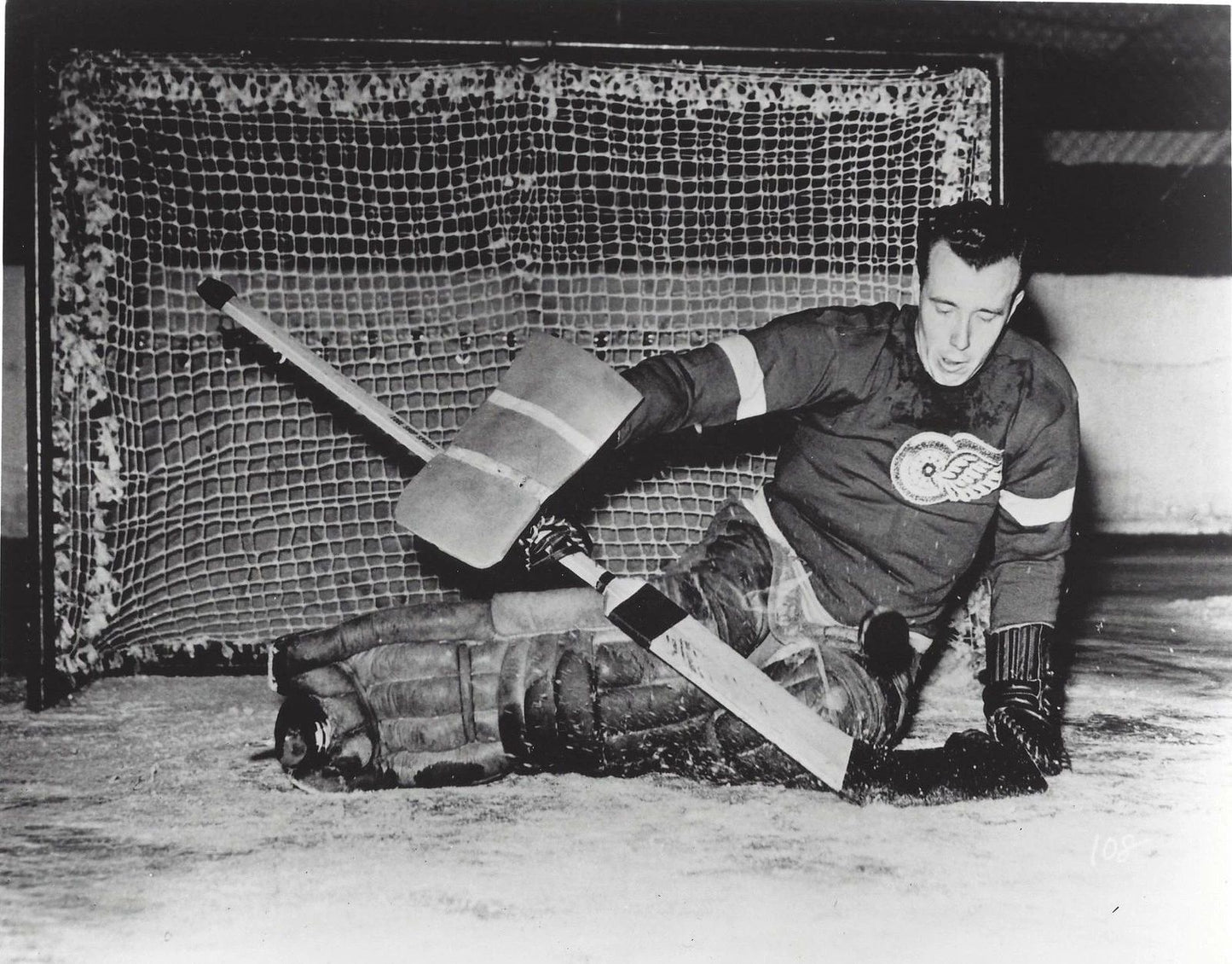 Johnny Mowers Photo Detroit Red Wings Nhl Picture Hockey Bw