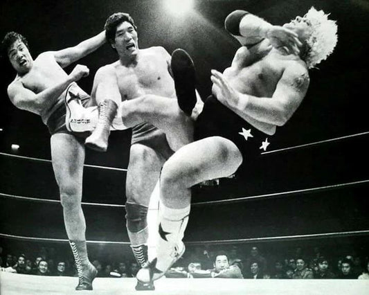 Jumbo Tsuruta Giant Baba & Dusty Rhodes Photo Wrestling Picture Ajpw Nwa