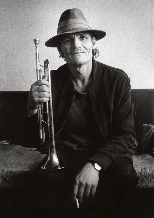 Jazz Musician Chet Baker With Trumpet Prince Of Cool Retro Picture Keychain