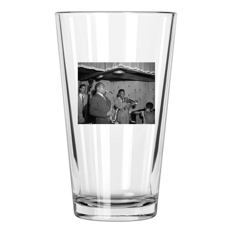Jazz Musicians Charlie Parker And Mile Davis Saxophonist Pint Beer Glass
