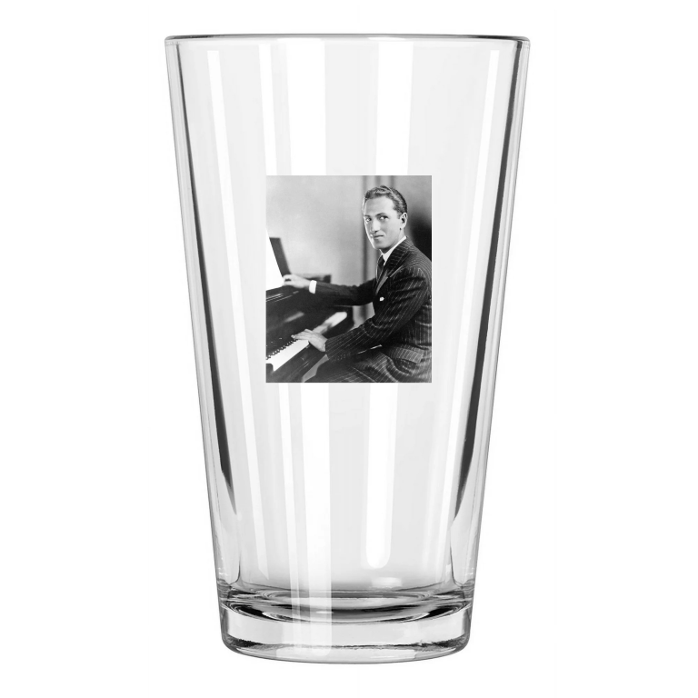 Jazz Pianist George Gershwin Photo Music Piano 1 Pint Beer Drinking Glass