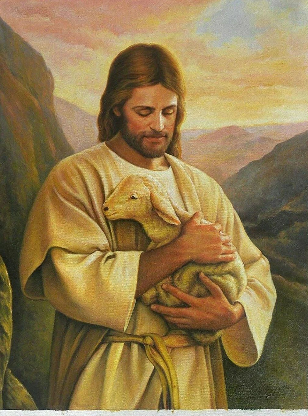 Jesus Christ Holding A Baby Lamb Christian Catholic Religious Magnet 5 X 7