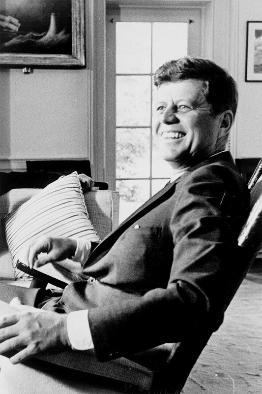 John F Kennedy In His Rocking Chair Print Canvas Wall Art Home Poster