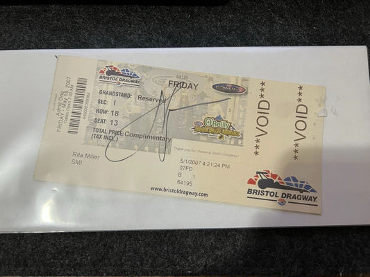 John Force Autographed Ticket Bristol Dragway May 18Th 2007