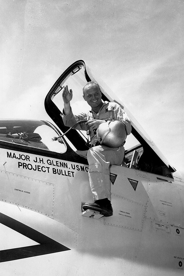 John Glenn In F8 Cockpit Painting Print Magnet