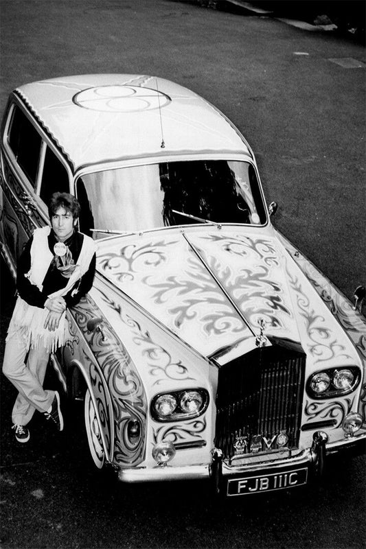 John Lennon With Psychedelic Rolls Royce Print Wall Art Decor Poster