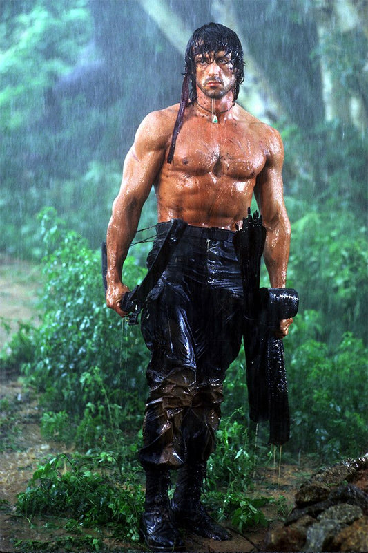 John Rambo Raining Jungle Sylvester Stallone Decor Wall Art Print Poster