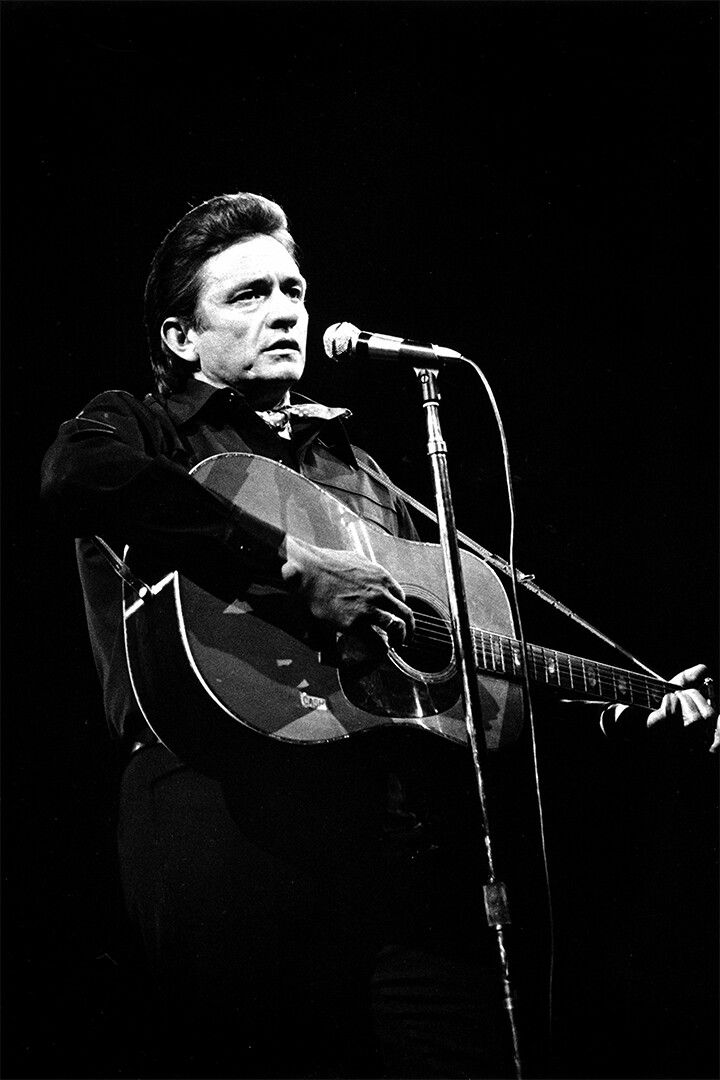 Johnny Cash Giving A Concert Guitarist Keychain