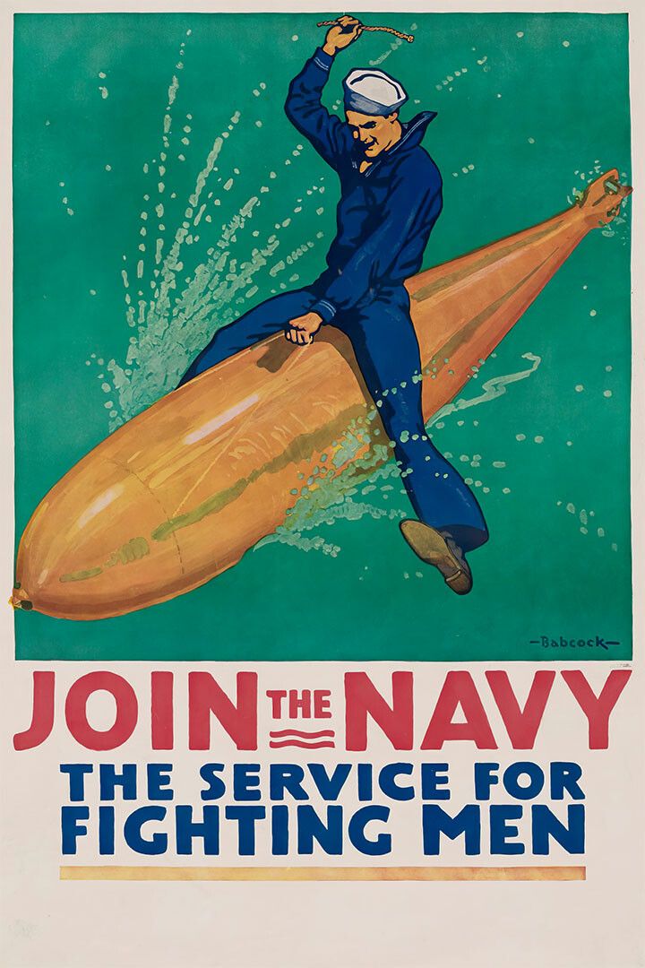 Join The Navy Ride A Torpedo Wwi Enlistment Wall Art Home Poster