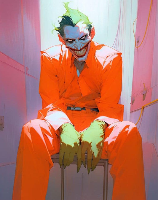 Joker Artistic Portrait Orange Jumpsuit Print Poster