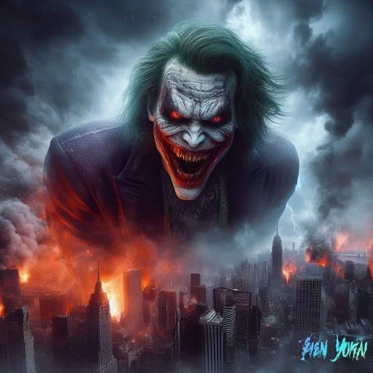 Joker Cityscape Darkness Disturbance Print Poster