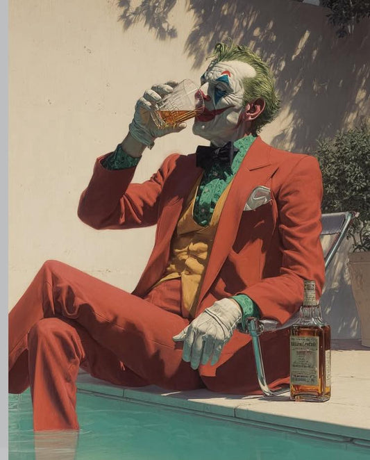 Joker Poolside Drinking Whiskey Print Poster