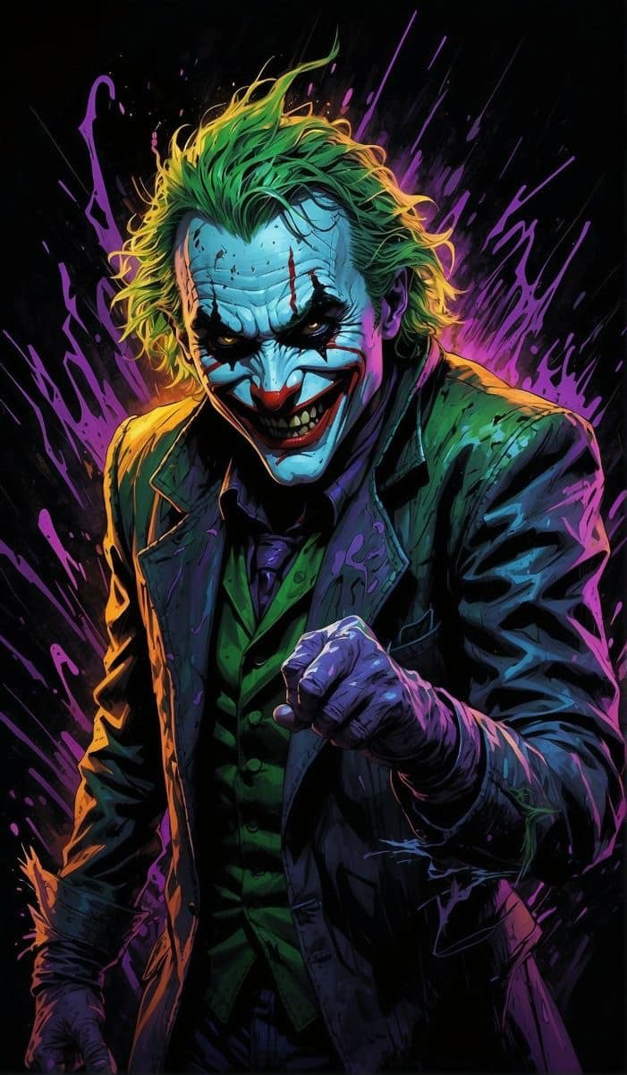 Joker Portrait Colorful Artwork Print Poster