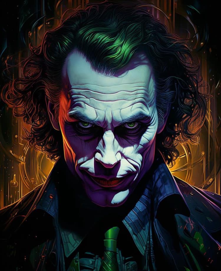 Joker Portrait Dramatic Illustration Print Poster