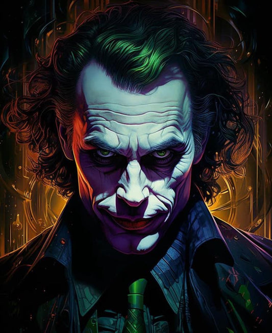 Joker Portrait Dramatic Illustration Print Poster