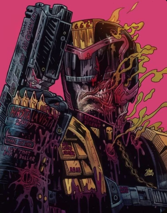 Judge Dredd Burning Face 2099 Print Poster