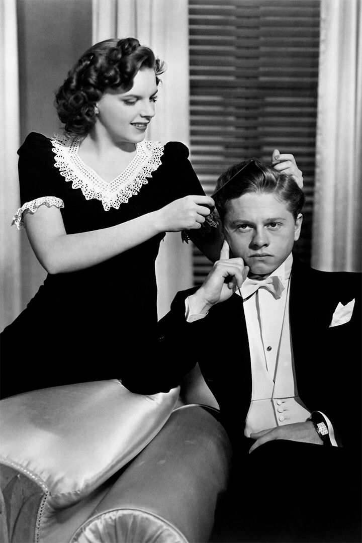 Judy Garland Combing Mickey Rooneys Hair Print Keychain