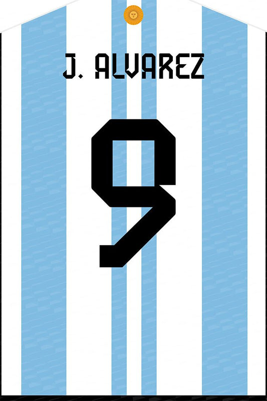 Julian Alvarez #9 Argentina World Soccer Championship Wall Art Poster