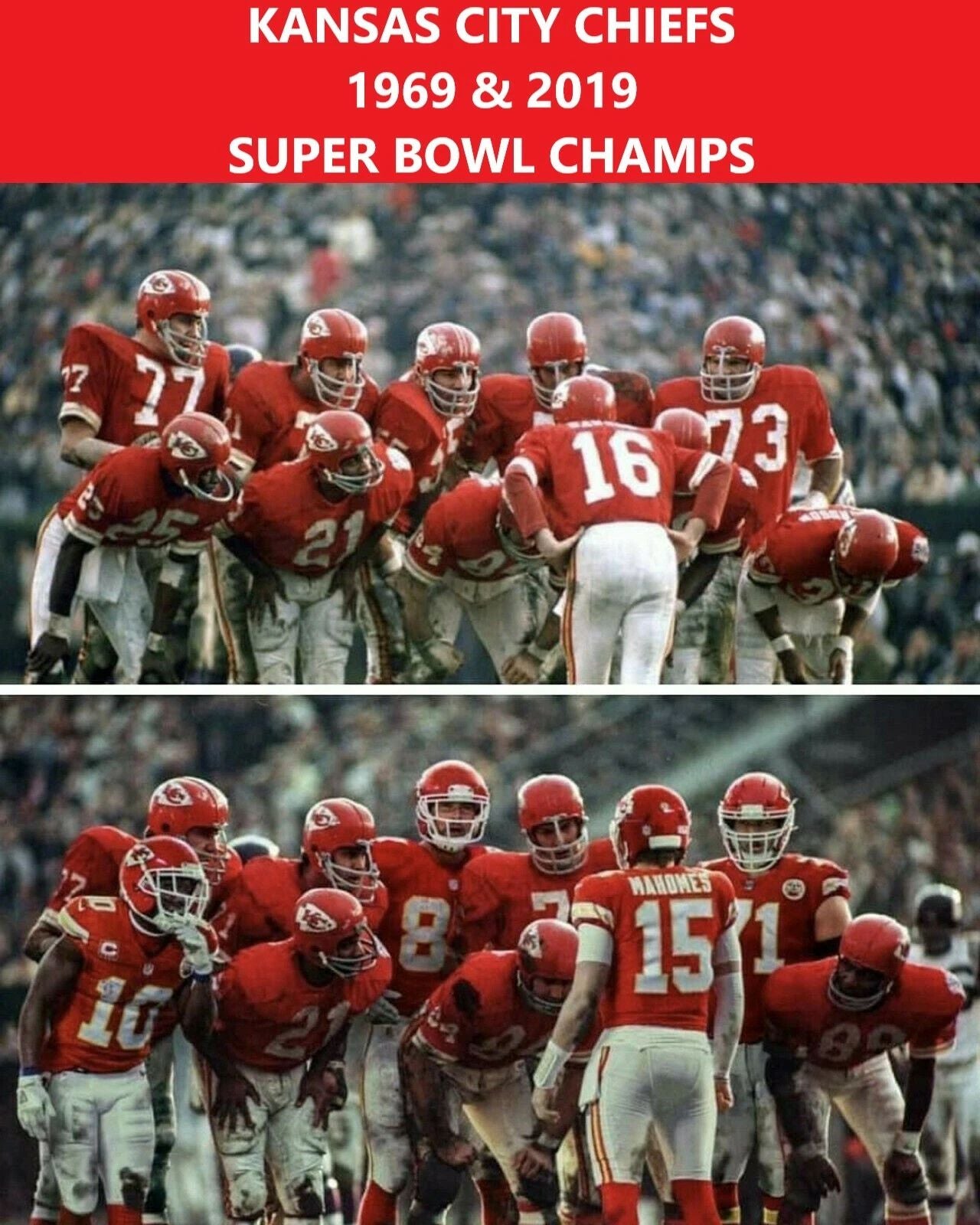 Kansas City Chiefs Champs Team Photo Football Picture Nfl Kc 1969 & 2019