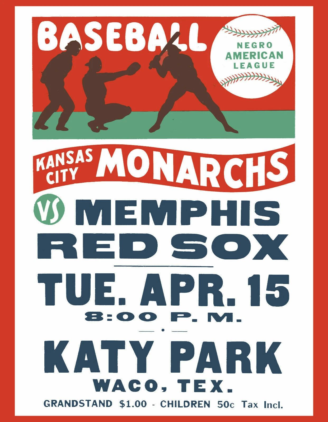 Kansas City Monarchs Vs Memphis Red Sox Photo Baseball Poster Picture