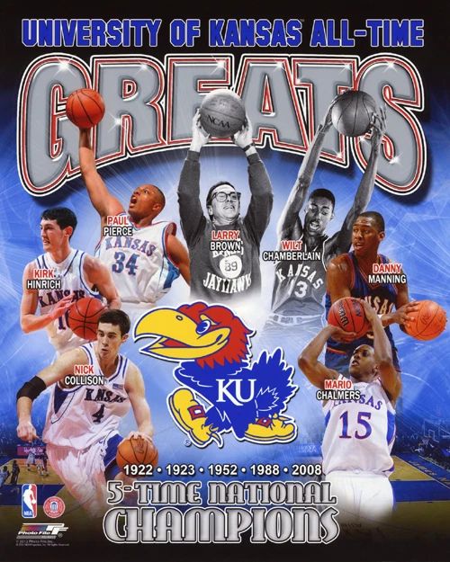 Kansas Jayhawks All Time Greats Glossy Photo Chamberlain Manning Pierce
