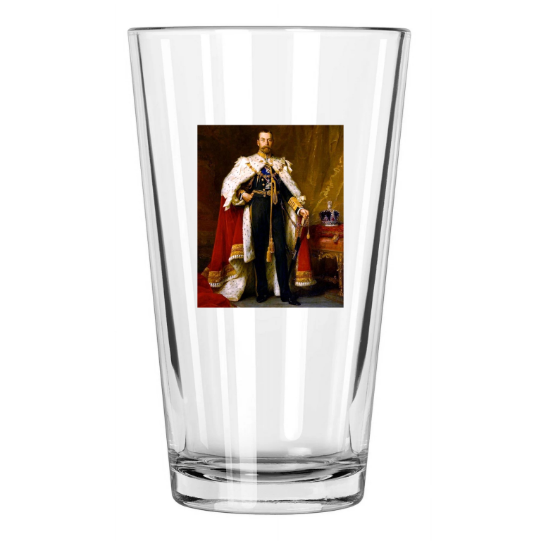 King George V Of The United Kingdom Photo Painting Pint Beer Drinking Glass