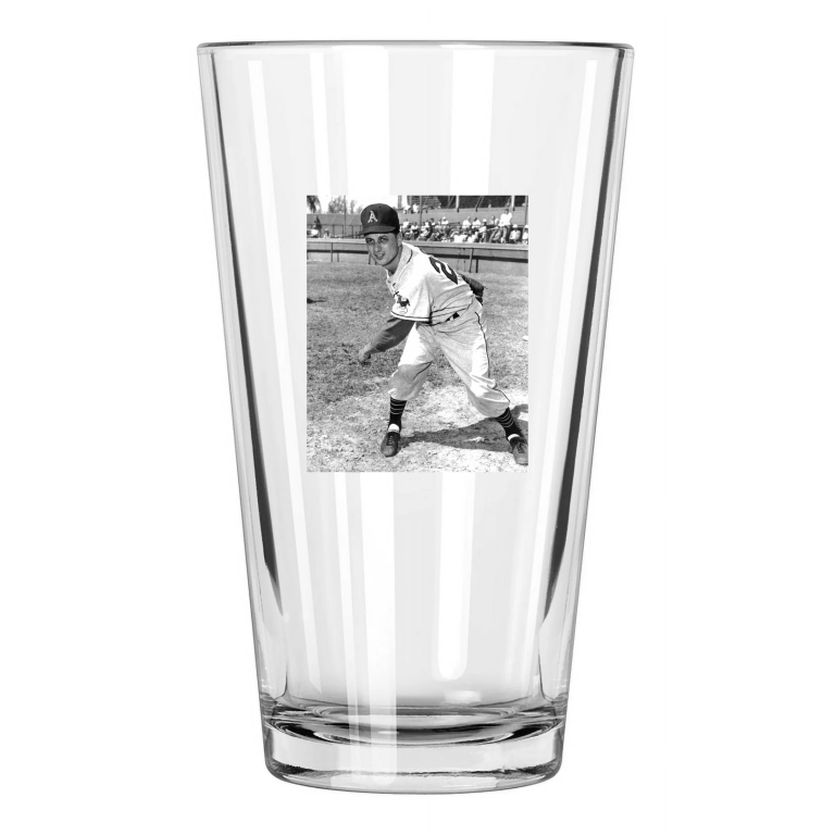 Kansas City Athletics Tommy Lasorda Photo Baseball Pint Beer Drinking Glass