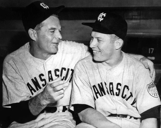 Kansas City Blues Mickey Mantle And George Selkirk Glossy Keychain Keychain