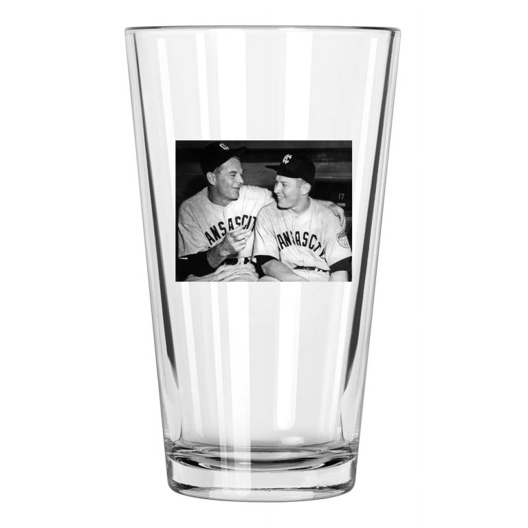 Kansas City Blues Mickey Mantle And George Selkirk Pint Beer Drinking Glass