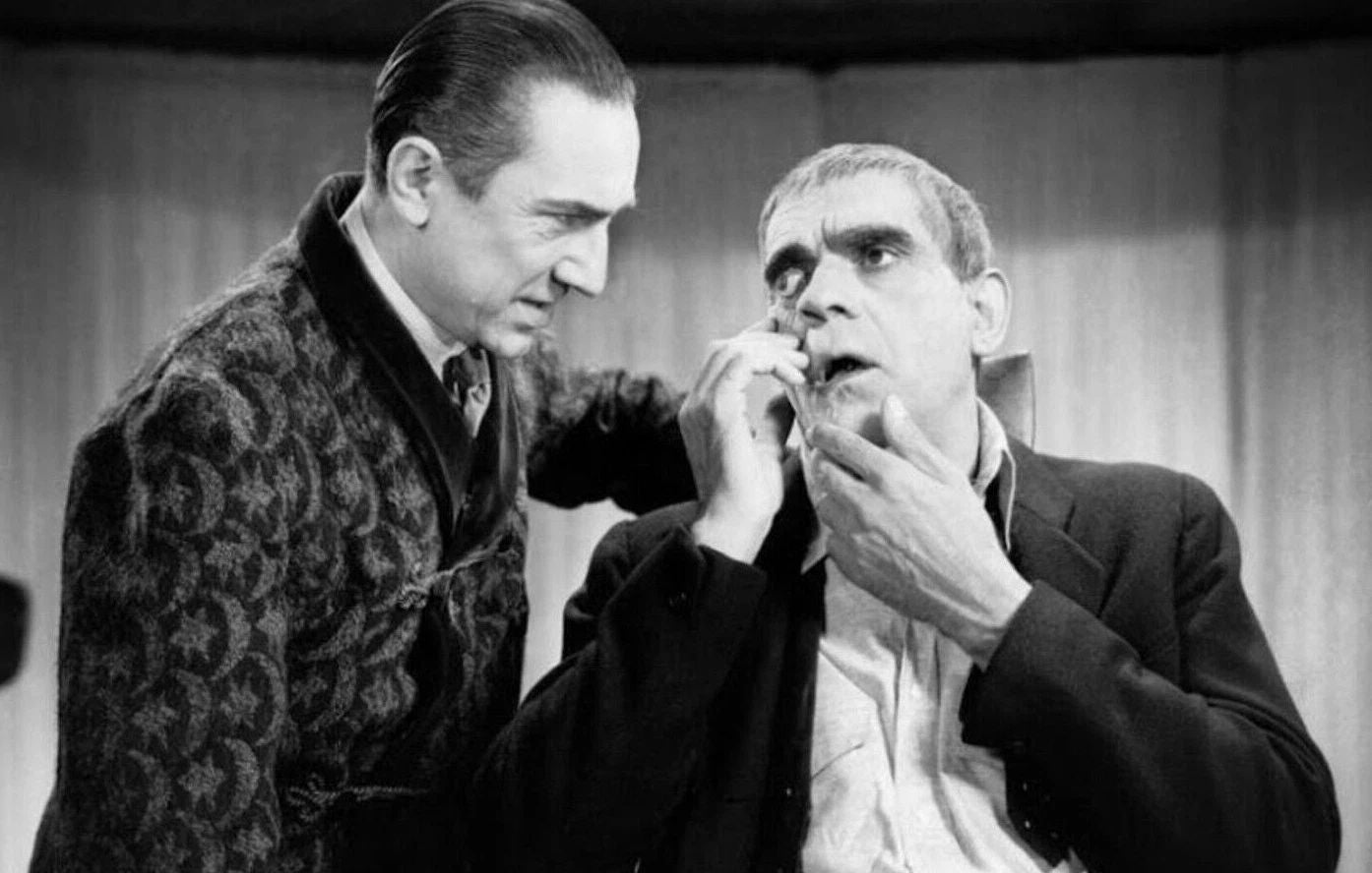 Karloff & Lugosi As Dracula & Frankenstein Monster Retro Photo Print