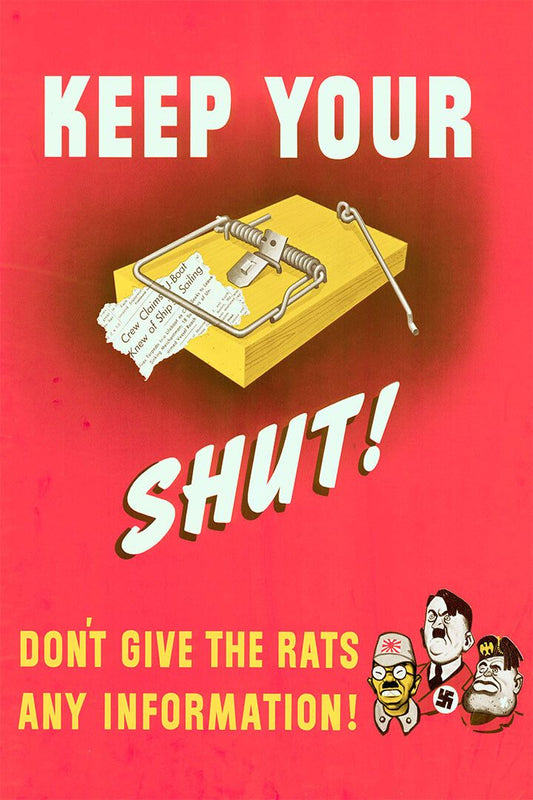 Keep Your Trap Shut 1940S Ww2 Espionage Spy War Wall Art Home Poster
