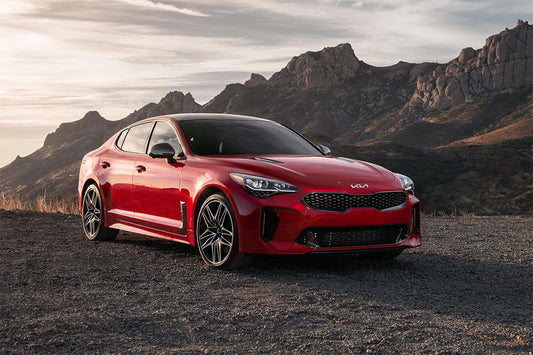 Kia Stinger Gt Red Car Stone Hills Background Wall Decor Print Poster