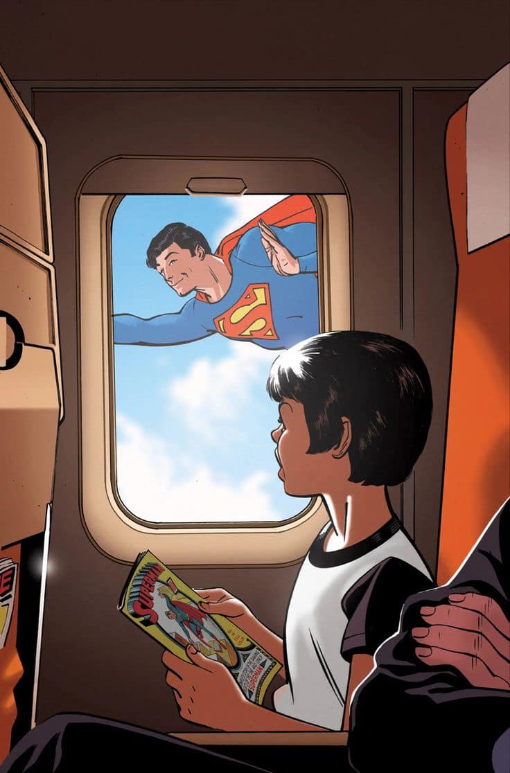Kid Reading Comic On Airplane Print Poster