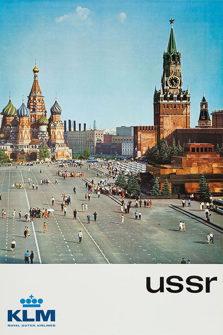 Klm Russia Ussr 1960S Vintage Airline Travel Print Wall Art Poster