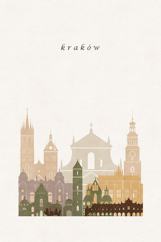 Krakow Travel Railroad Vintage Painting Print Wall Art Home Decor Poster