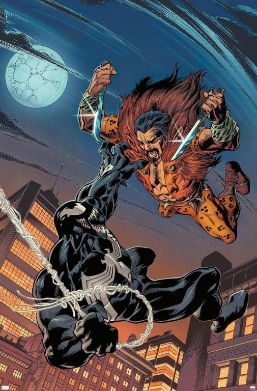 Kraven Venom Fight Moonlit City 217 Print Poster