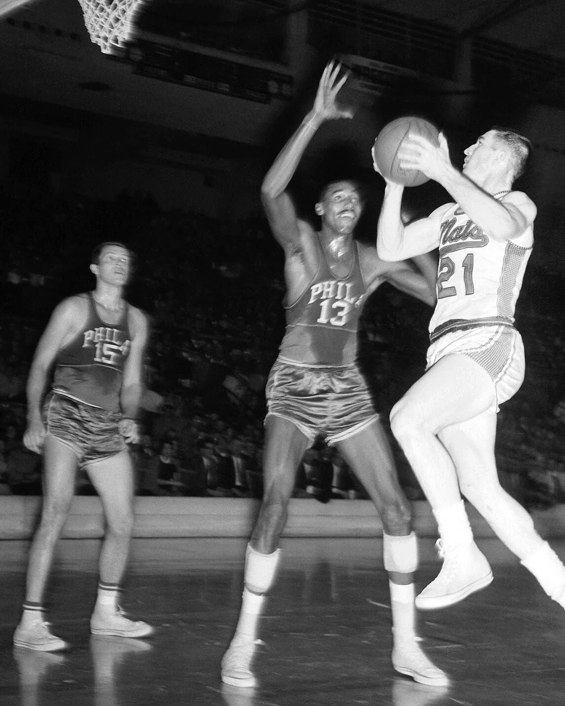 Larry Costello & Wilt Chamberlain Photo Syracuse Nats 76Ers Basketball Nba
