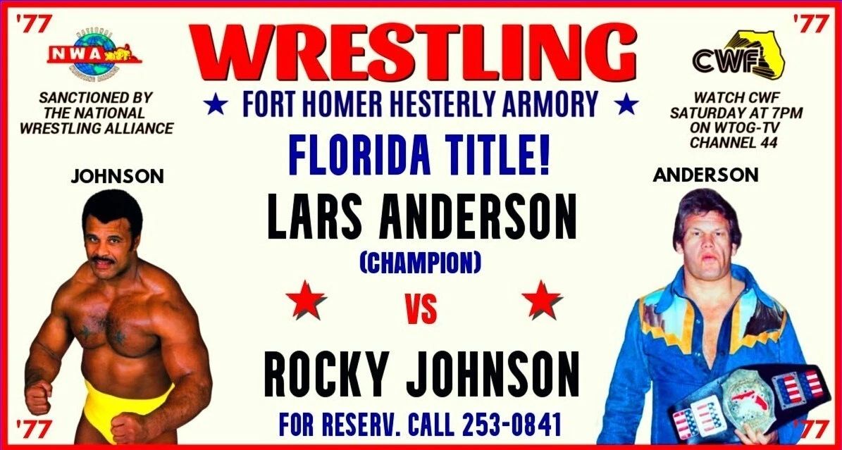 Lars Anderson V Rocky Johnson Photo Wrestling Picture Wide Border