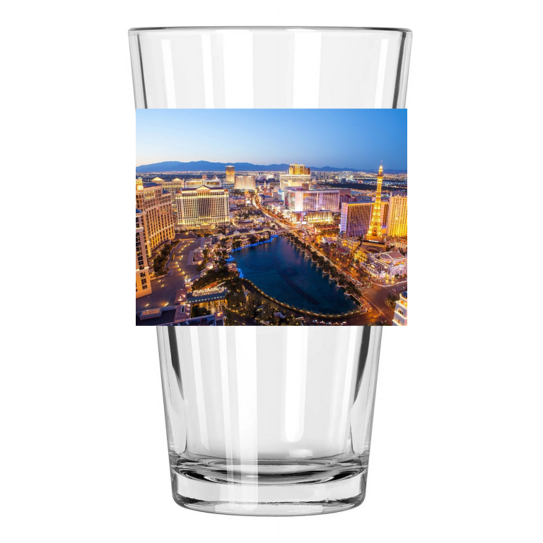 Las Vegas Strip Photo Bellagio Resort And Casino Pint Beer Drinking Glass